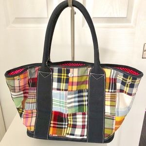 JCrew Plaid Tote Bag Purse Madras